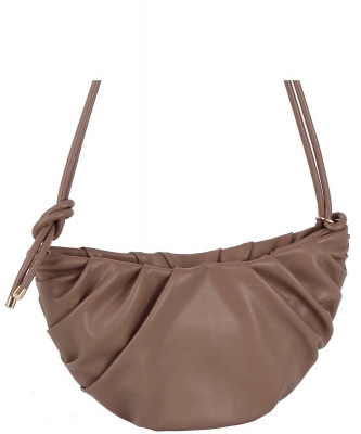 Fashion Pleated Half Moon Crossbody Bag HGE-0149 STONE